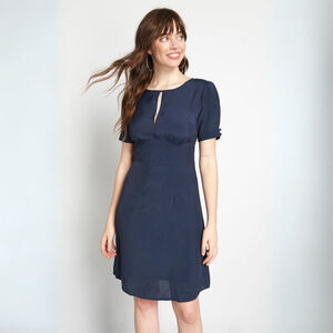 ModCloth The Keyhole Story A-Line Navy Dress - Size 8